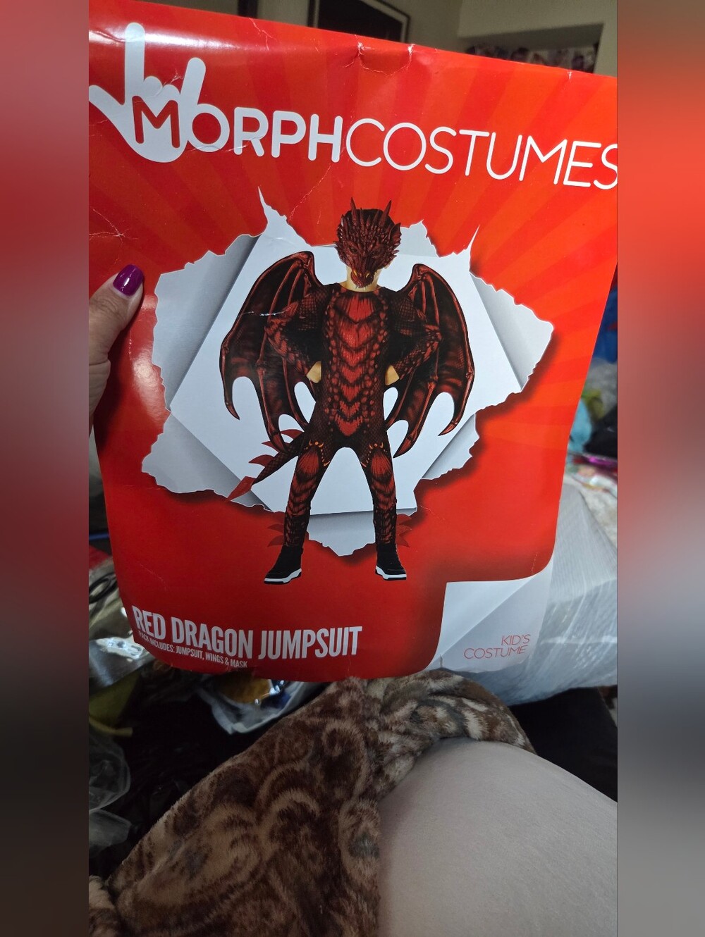 Kids Red Dragon Jumpsuit Costume